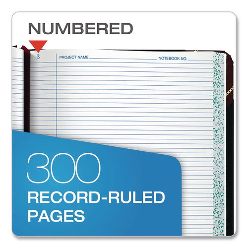 Image of Boorum & Pease® L21-300-R Laboratory Notebook, Data/Lab-Record Format, Black/Red Cover, (300) 10.38 x 8.13 Sheets