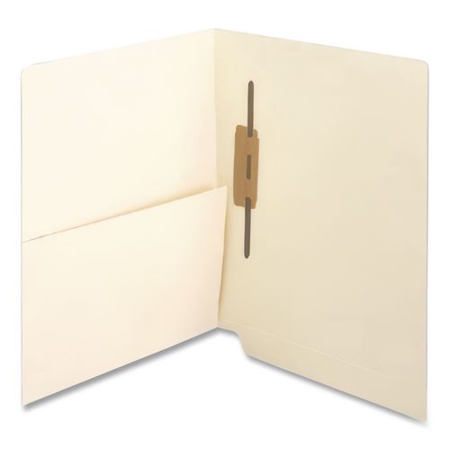 Image of Medical Arts Press® 52408 Slash Pocket End Tab Fastener Folders, Straight Tab, 1 Spine-Oriented Fastener, Letter Size, Manila, 50/Box