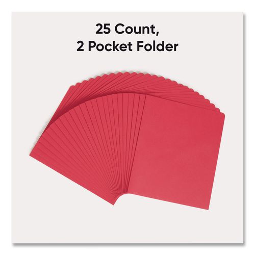 Image of Smead Two-Pocket Folder, Textured Paper, 100-Sheet Capacity, 11 X 8.5, Red, 25/box