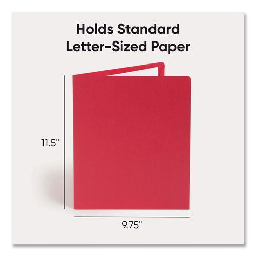 Image of Smead Two-Pocket Folder, Textured Paper, 100-Sheet Capacity, 11 X 8.5, Red, 25/box