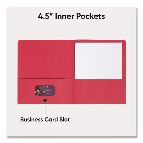 Image of Smead Two-Pocket Folder, Textured Paper, 100-Sheet Capacity, 11 X 8.5, Red, 25/box