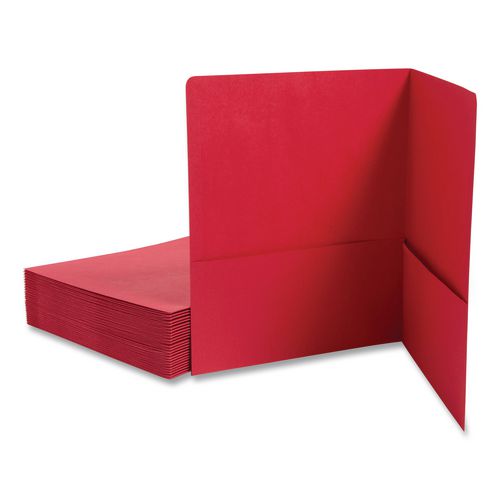 Image of Smead Two-Pocket Folder, Textured Paper, 100-Sheet Capacity, 11 X 8.5, Red, 25/box