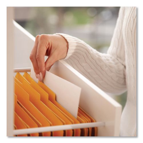 Image of Smead Six-Section Pressboard Top Tab Classification Folders, Six SafeSHIELD Fasteners, 2 Dividers, Legal Size, Yellow, 10/Box