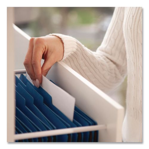 Image of Smead Six-Section Pressboard Top Tab Classification Folders, Six SafeSHIELD Fasteners, 2 Dividers, Legal Size, Dark Blue, 10/Box