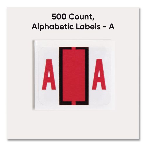 Image of Smead 67071 A-Z Color-Coded End Tab Filing Labels, A, 1 X 1.25, White, 500/roll