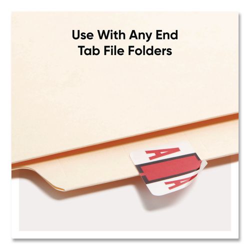 Image of Smead 67071 A-Z Color-Coded End Tab Filing Labels, A, 1 X 1.25, White, 500/roll