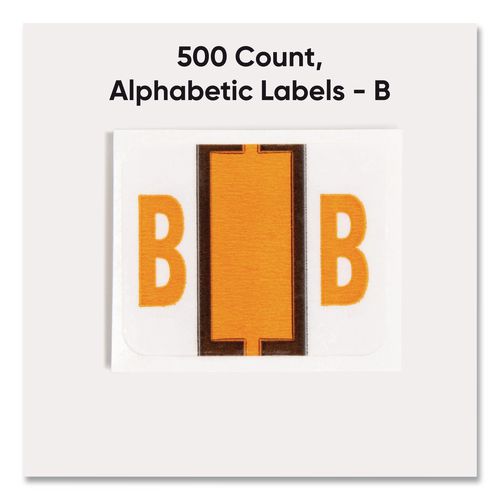 Image of Smead 67072 A-Z Color-Coded End Tab Filing Labels, B, 1 X 1.25, White, 500/roll