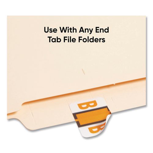 Image of Smead 67072 A-Z Color-Coded End Tab Filing Labels, B, 1 X 1.25, White, 500/roll