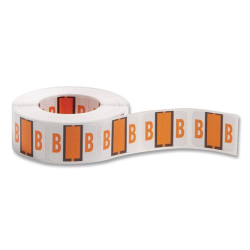 Image of Smead 67072 A-Z Color-Coded End Tab Filing Labels, B, 1 X 1.25, White, 500/roll
