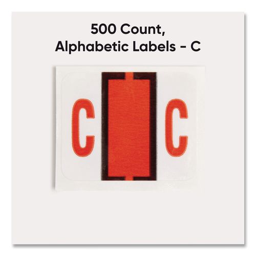 Image of Smead 67073 A-Z Color-Coded End Tab Filing Labels, C, 1 X 1.25, White, 500/roll