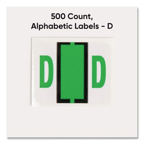 Image of Smead 67074 A-Z Color-Coded End Tab Filing Labels, D, 1 X 1.25, White, 500/roll