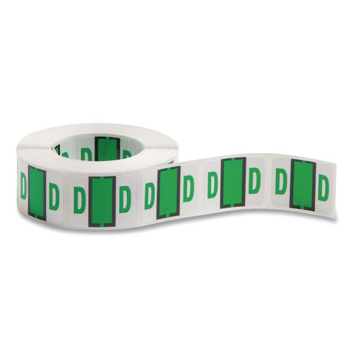 Image of Smead 67074 A-Z Color-Coded End Tab Filing Labels, D, 1 X 1.25, White, 500/roll