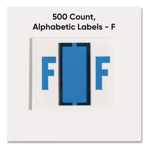 Image of Smead 67076 A-Z Color-Coded End Tab Filing Labels, F, 1 X 1.25, White, 500/roll