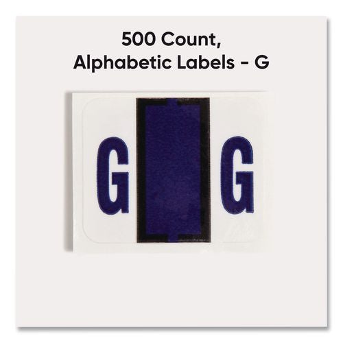 Image of Smead 67077 A-Z Color-Coded End Tab Filing Labels, G, 1 X 1.25, White, 500/roll