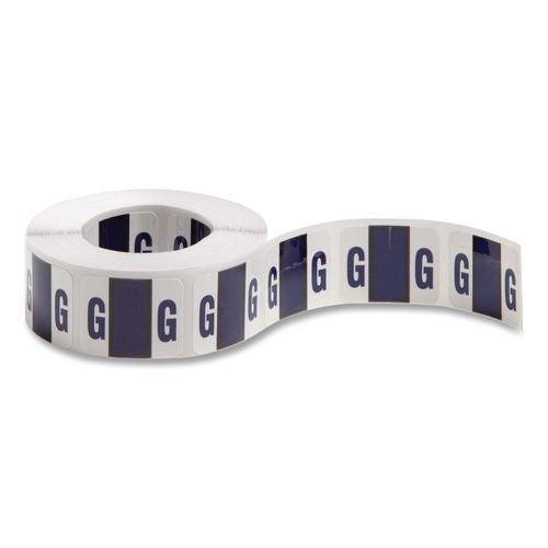 Image of Smead 67077 A-Z Color-Coded End Tab Filing Labels, G, 1 X 1.25, White, 500/roll