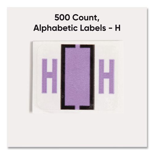 Image of Smead 67078 A-Z Color-Coded End Tab Filing Labels, H, 1 X 1.25, White, 500/roll