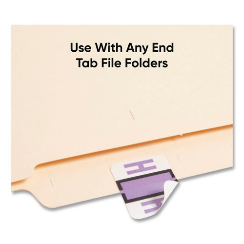 Image of Smead 67078 A-Z Color-Coded End Tab Filing Labels, H, 1 X 1.25, White, 500/roll