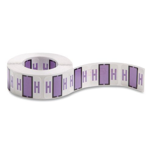Image of Smead 67078 A-Z Color-Coded End Tab Filing Labels, H, 1 X 1.25, White, 500/roll