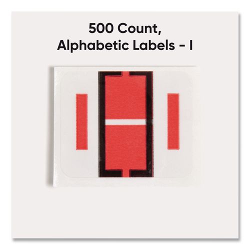 Image of Smead 67079 A-Z Color-Coded End Tab Filing Labels, I, 1 X 1.25, White, 500/roll