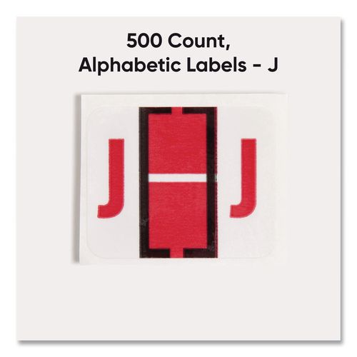 Image of Smead 67080 A-Z Color-Coded End Tab Filing Labels, J, 1 X 1.25, White, 500/roll