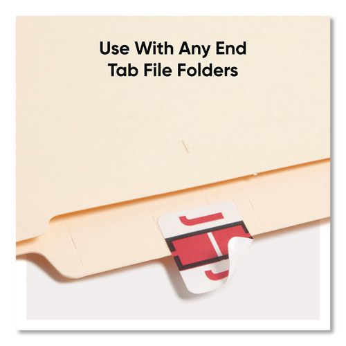Image of Smead 67080 A-Z Color-Coded End Tab Filing Labels, J, 1 X 1.25, White, 500/roll