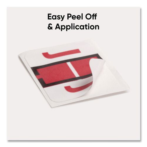 Image of Smead 67080 A-Z Color-Coded End Tab Filing Labels, J, 1 X 1.25, White, 500/roll