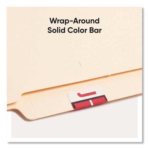 Image of Smead 67080 A-Z Color-Coded End Tab Filing Labels, J, 1 X 1.25, White, 500/roll