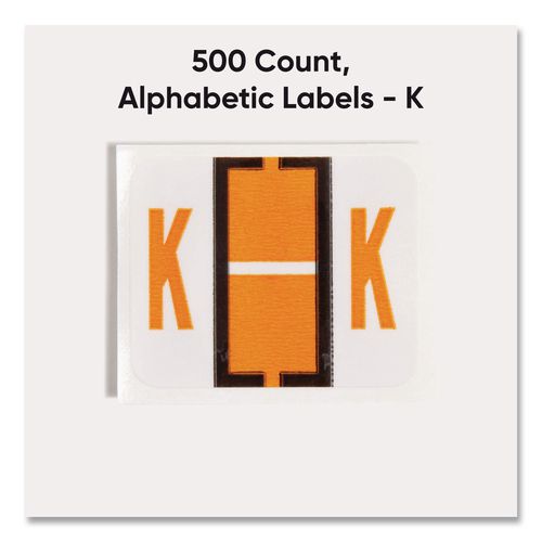 Image of Smead 67081 A-Z Color-Coded End Tab Filing Labels, K, 1 X 1.25, White, 500/roll