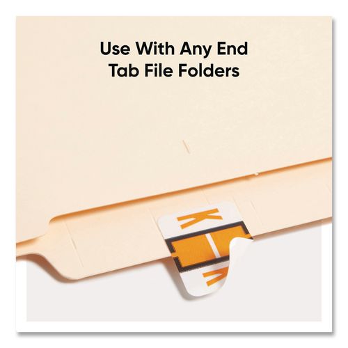 Image of Smead 67081 A-Z Color-Coded End Tab Filing Labels, K, 1 X 1.25, White, 500/roll