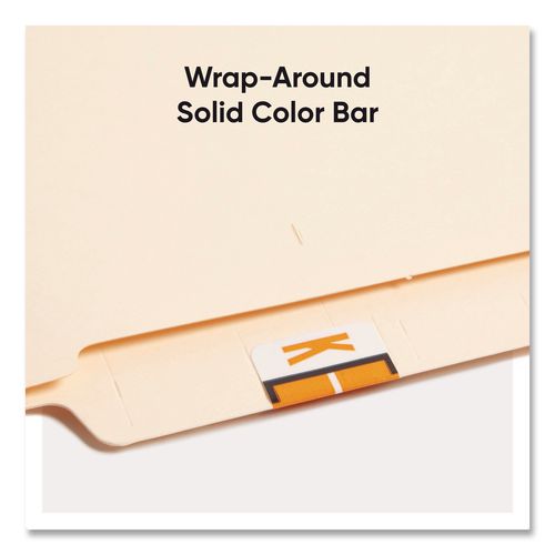 Image of Smead 67081 A-Z Color-Coded End Tab Filing Labels, K, 1 X 1.25, White, 500/roll