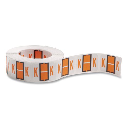 Image of Smead 67081 A-Z Color-Coded End Tab Filing Labels, K, 1 X 1.25, White, 500/roll
