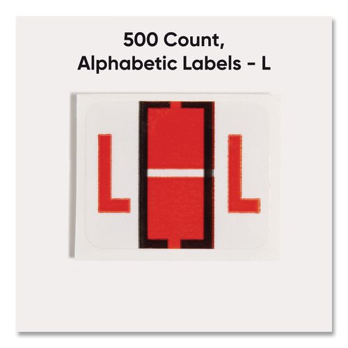Image of Smead 67082 A-Z Color-Coded End Tab Filing Labels, L, 1 X 1.25, White, 500/roll