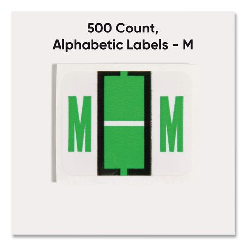 Image of Smead 67083 A-Z Color-Coded End Tab Filing Labels, M, 1 X 1.25, White, 500/roll