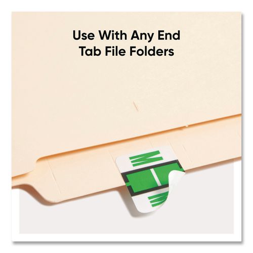 Image of Smead 67083 A-Z Color-Coded End Tab Filing Labels, M, 1 X 1.25, White, 500/roll