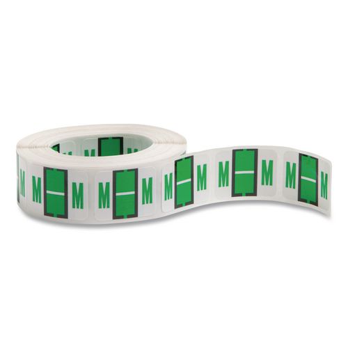 Image of Smead 67083 A-Z Color-Coded End Tab Filing Labels, M, 1 X 1.25, White, 500/roll
