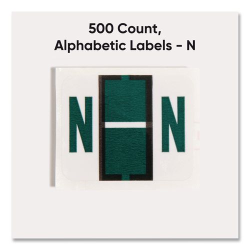 Image of Smead 67084 A-Z Color-Coded End Tab Filing Labels, N, 1 X 1.25, White, 500/roll