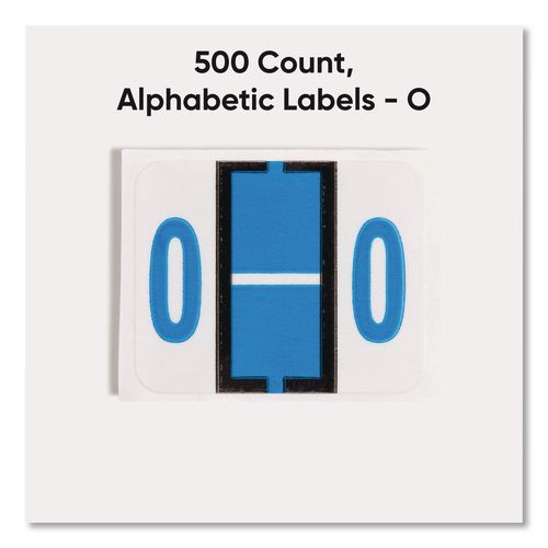 Image of Smead 67085 A-Z Color-Coded End Tab Filing Labels, O, 1 X 1.25, White, 500/roll