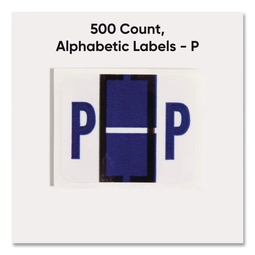 Image of Smead 67086 A-Z Color-Coded End Tab Filing Labels, P, 1 X 1.25, White, 500/roll