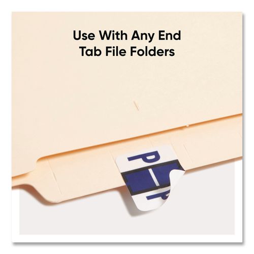 Image of Smead 67086 A-Z Color-Coded End Tab Filing Labels, P, 1 X 1.25, White, 500/roll