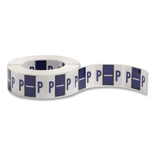Image of Smead 67086 A-Z Color-Coded End Tab Filing Labels, P, 1 X 1.25, White, 500/roll