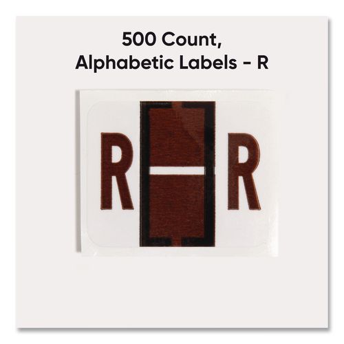 Image of Smead 67088 A-Z Color-Coded End Tab Filing Labels, R, 1 X 1.25, White, 500/roll
