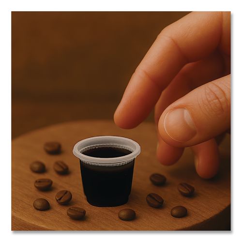 Image of Plastifar 11014 Plastic Condiment Cups, 0.75 oz, Translucent, 250/Sleeve, 20 Sleeves/Carton