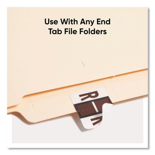 Image of Smead 67088 A-Z Color-Coded End Tab Filing Labels, R, 1 X 1.25, White, 500/roll