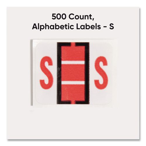 Image of Smead 67089 A-Z Color-Coded End Tab Filing Labels, S, 1 X 1.25, White, 500/roll