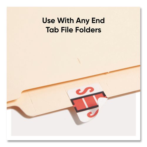 Image of Smead 67089 A-Z Color-Coded End Tab Filing Labels, S, 1 X 1.25, White, 500/roll