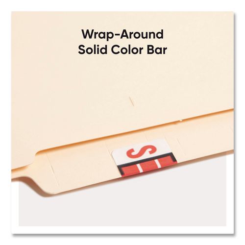 Image of Smead 67089 A-Z Color-Coded End Tab Filing Labels, S, 1 X 1.25, White, 500/roll