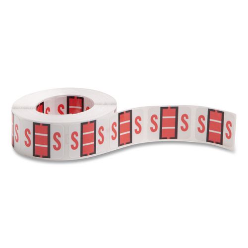 Image of Smead 67089 A-Z Color-Coded End Tab Filing Labels, S, 1 X 1.25, White, 500/roll