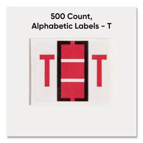 Image of Smead 67090 A-Z Color-Coded End Tab Filing Labels, T, 1 X 1.25, White, 500/roll