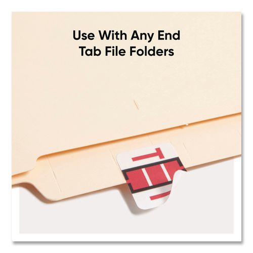 Image of Smead 67090 A-Z Color-Coded End Tab Filing Labels, T, 1 X 1.25, White, 500/roll