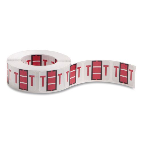 Image of Smead 67090 A-Z Color-Coded End Tab Filing Labels, T, 1 X 1.25, White, 500/roll